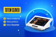 Imagem do sistema Totem Clover exibindo uma tela moderna para operações de compra, com destaque para inovação, praticidade e tecnologia avançada, ideal para negócios modernos e automação de vendas.