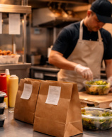Como montar restaurante delivery: preparo de pedidos e embalagens para entrega.