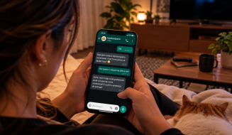 Atendente virtual no WhatsApp para restaurante, com cliente fazendo pedido pelo celular e recebendo atendimento personalizado.